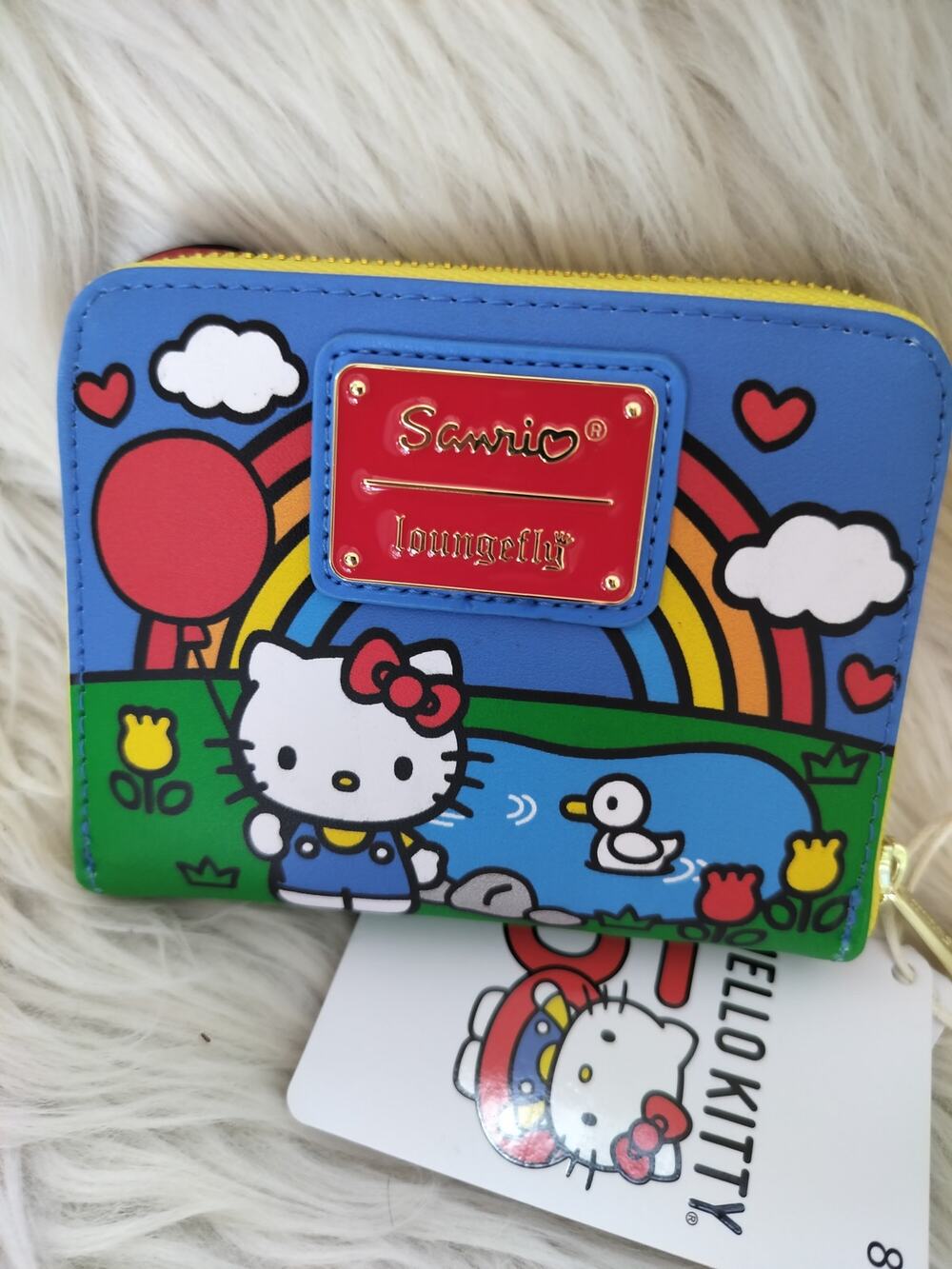 5893)Loungefly x Sanrio Hello Kitty 50th Anniversary Chenille Zip Around Wallet